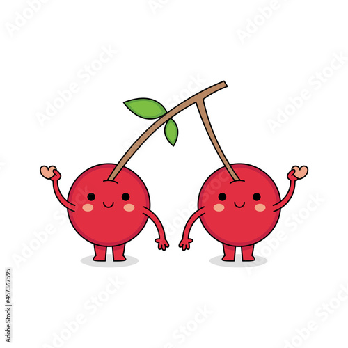 Cute cherry cartoon character spreading love