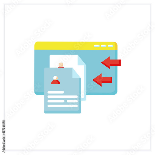 Resume service flat icon. Online resume creating or recruitment app. Personal recruitment information. Career biography. Job search, employment, career growth concept. 3d vector illustration