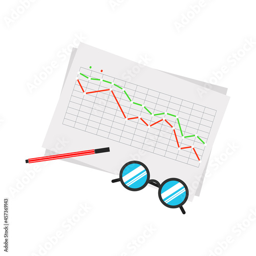 Flat vector design commerce statistical and data analysis for business finance and investment concept with business plan team graph dashboard