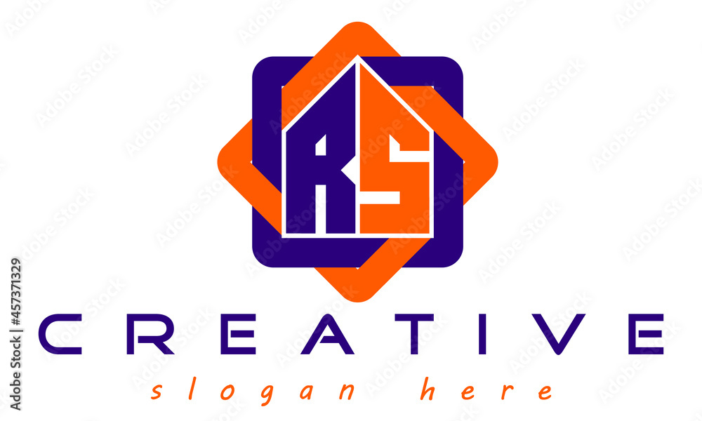 real estate RS letter logo with home sign logo design vector, house ...