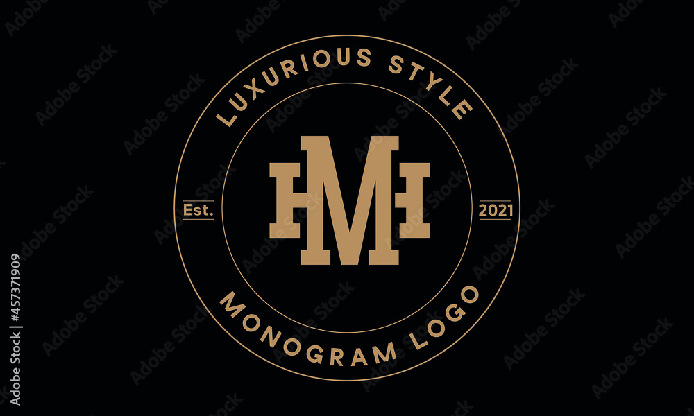 mh or hm monogram abstract emblem vector logo template