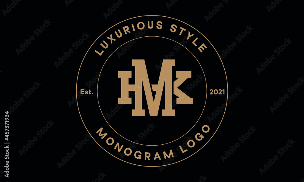 mk or km monogram abstract emblem vector logo template