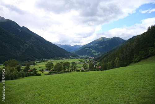 Lush green meadows in Mölltal Valley in Austria