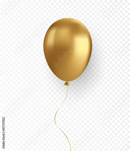 Vector glossy realistic gold baloon on transparent background photo