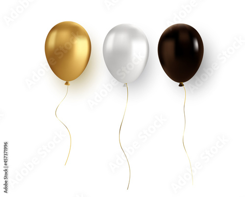 Vector glossy realistic gold baloon on transparent background