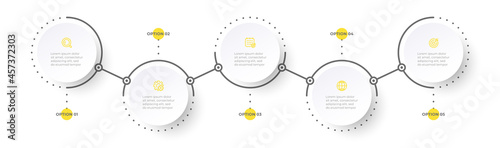 Vector infographic template. Workflow elements design with icons and 5 options. 