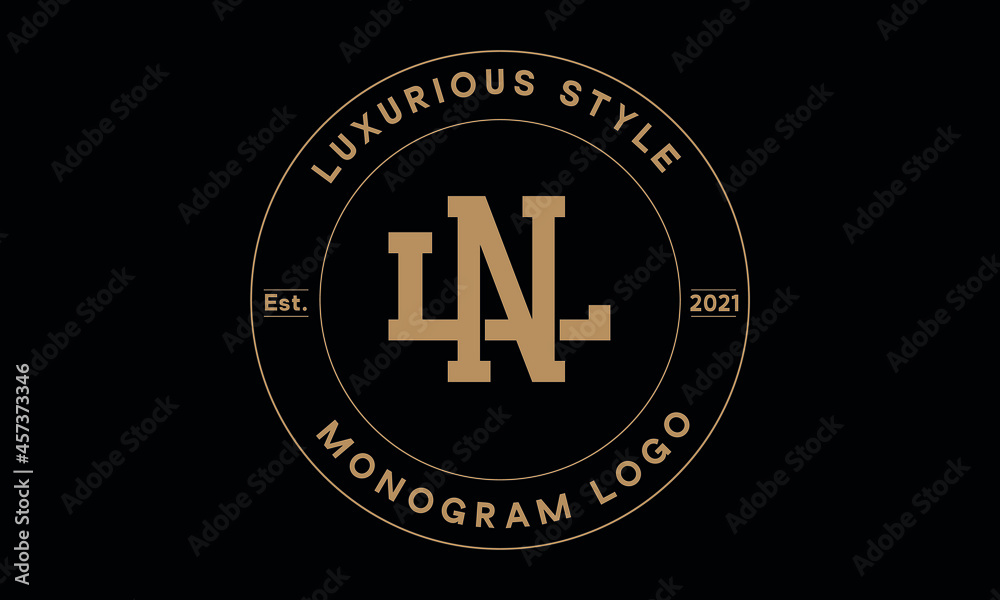 nl or ln monogram abstract emblem vector logo template