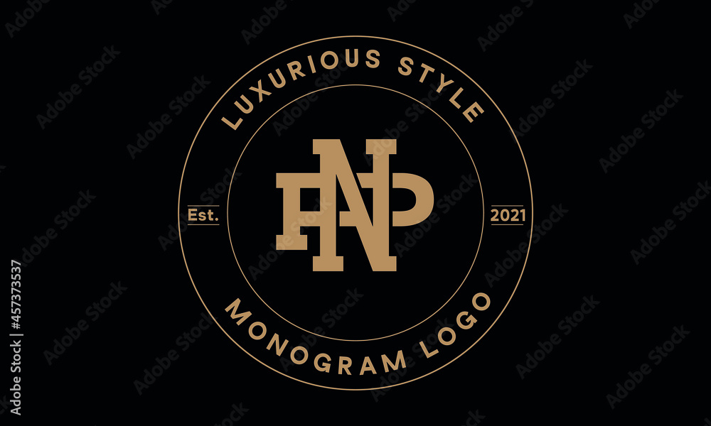 np or pn monogram abstract emblem vector logo template - obrazy, fototapety, plakaty 