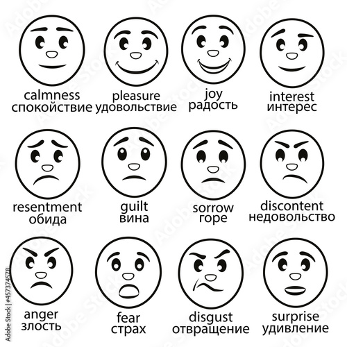 12 vector pictograms of human emotions