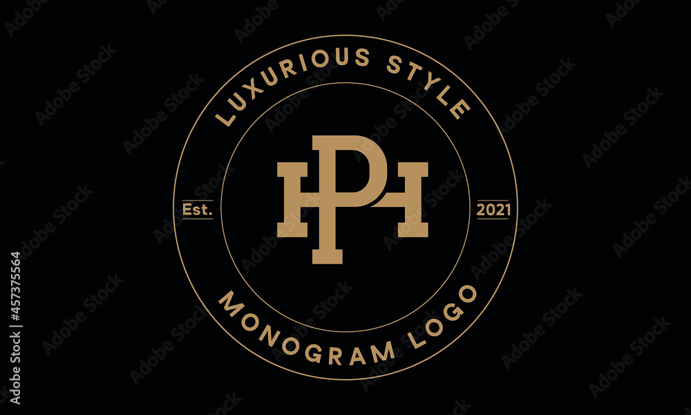 ph or hp monogram abstract emblem vector logo template