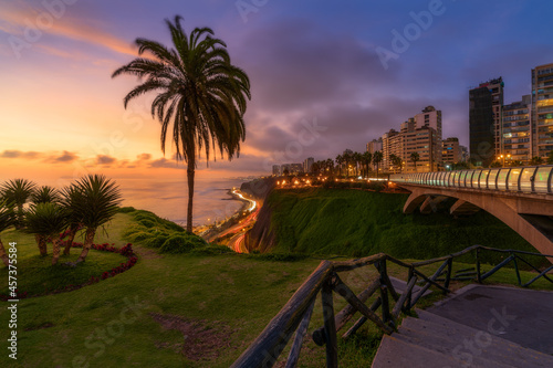 Saying goodbye to the day in front of the Villena Bridge in Miraflores, Lima. photo