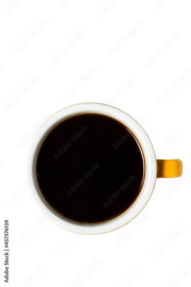 An isolated cup of black coffee, shot from above An isolated cup of black coffee, shot from above