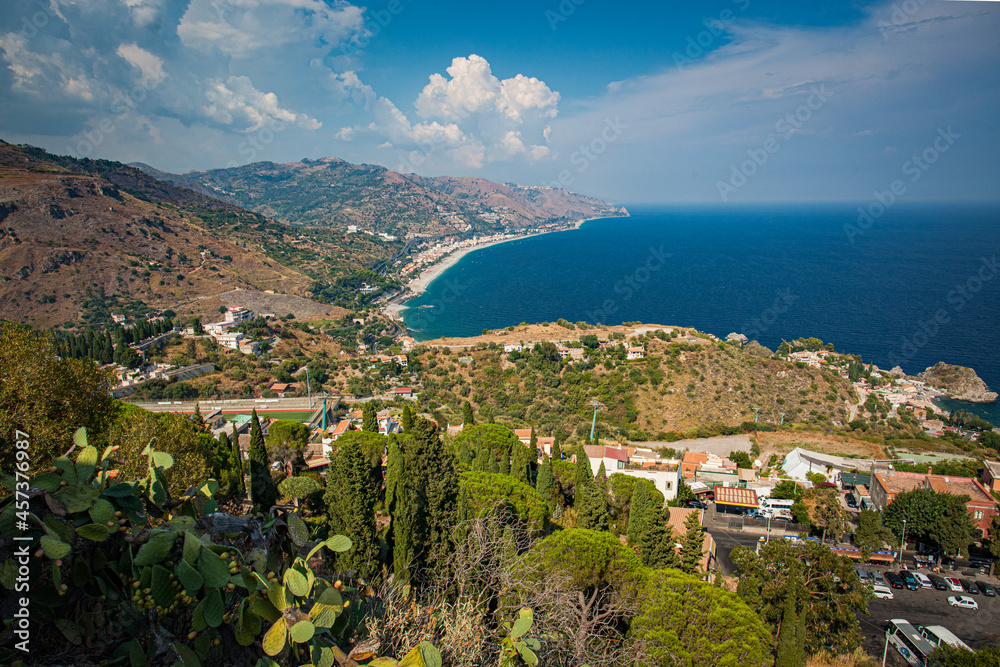 Coastline scenic view of the Mediterranean sea and Sicily