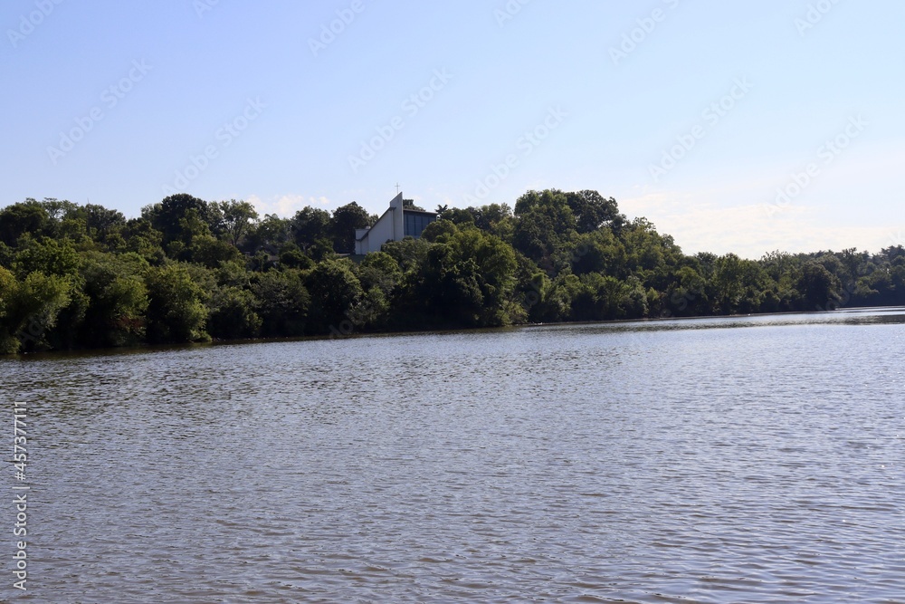 The peaceful lake in the countryside on a sunny day. The peaceful lake in the countryside on a sunny day.