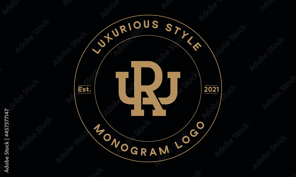 ru or ur monogram abstract emblem vector logo template