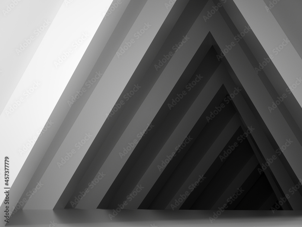 Abstract white triangular tunnel perspective, 3d Abstract white triangular tunnel perspective, 3d