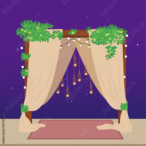 Wedding arch. Decor. Vector wedding decoration. wedding door design.