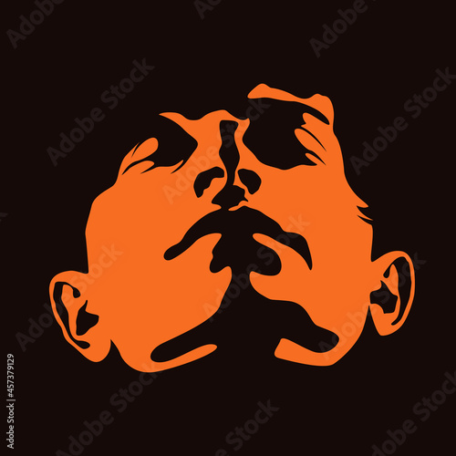 Man Face silhouette in contrast backlight. Vector. Illustration.