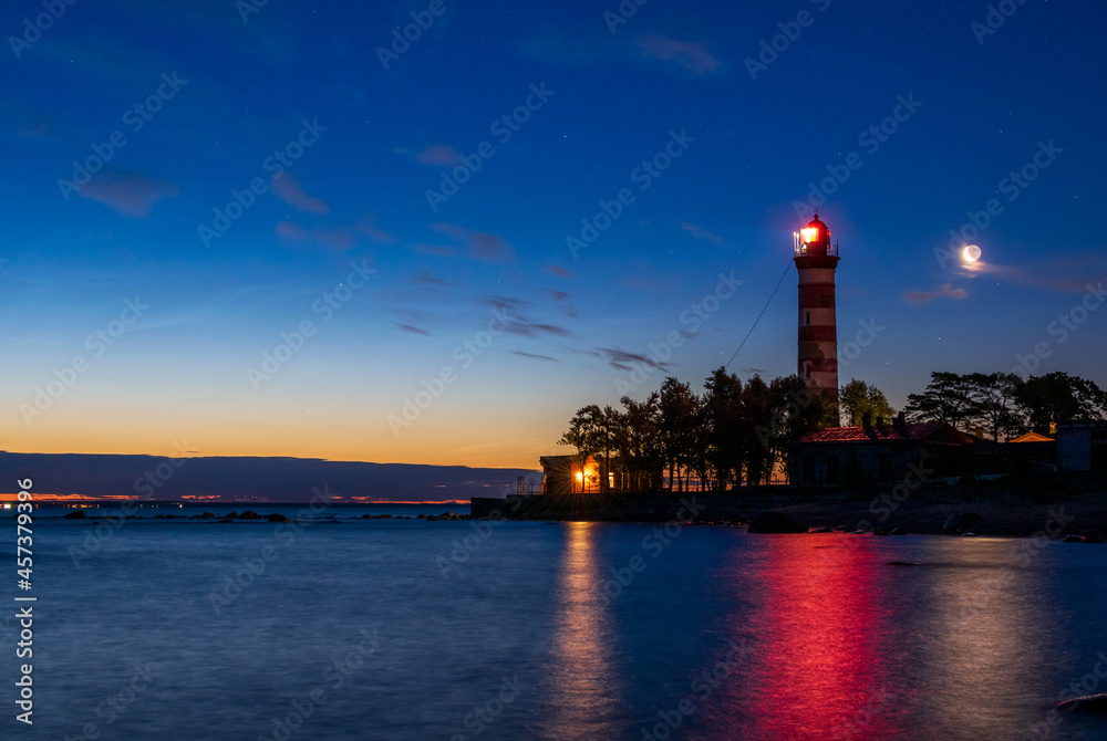 Shepelevsky lighthouse at summer evening