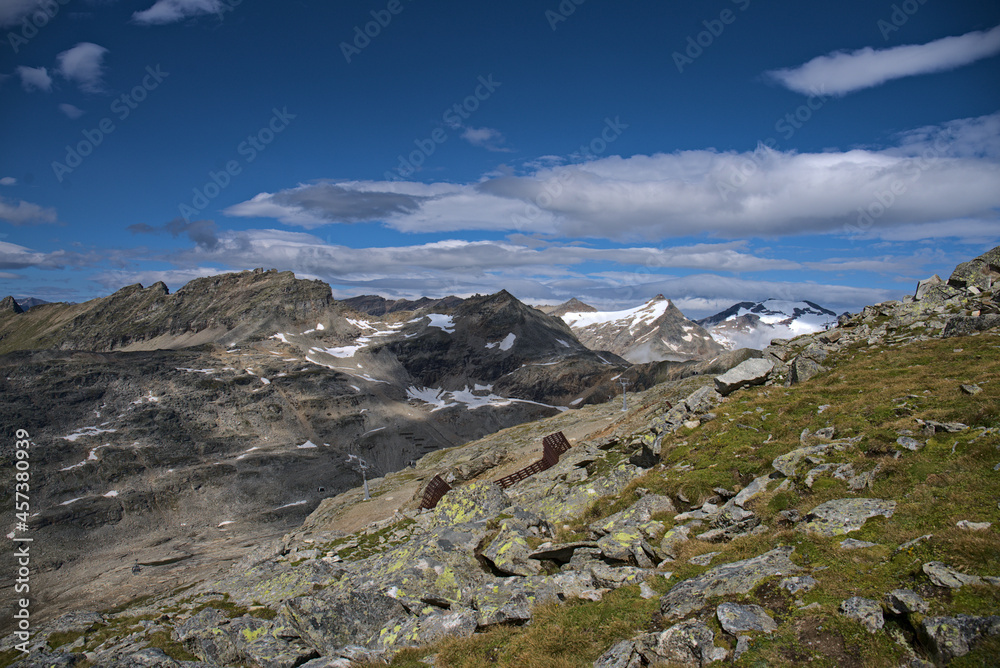 Hiking in Mölltaler Glacier area, high mountains, glacier, waterdams