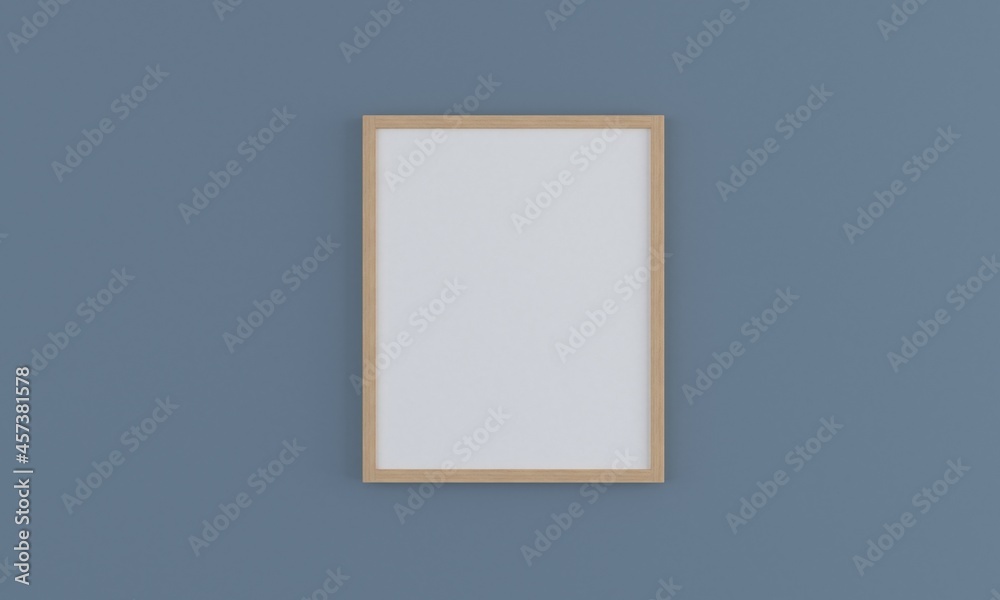 Vertical Wooden Empty Photo Frame Mockup on wall, 3d-rendering Vertical Wooden Empty Photo Frame Mockup on wall, 3d-rendering