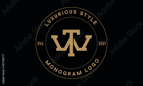 tw or wt monogram abstract emblem vector logo template