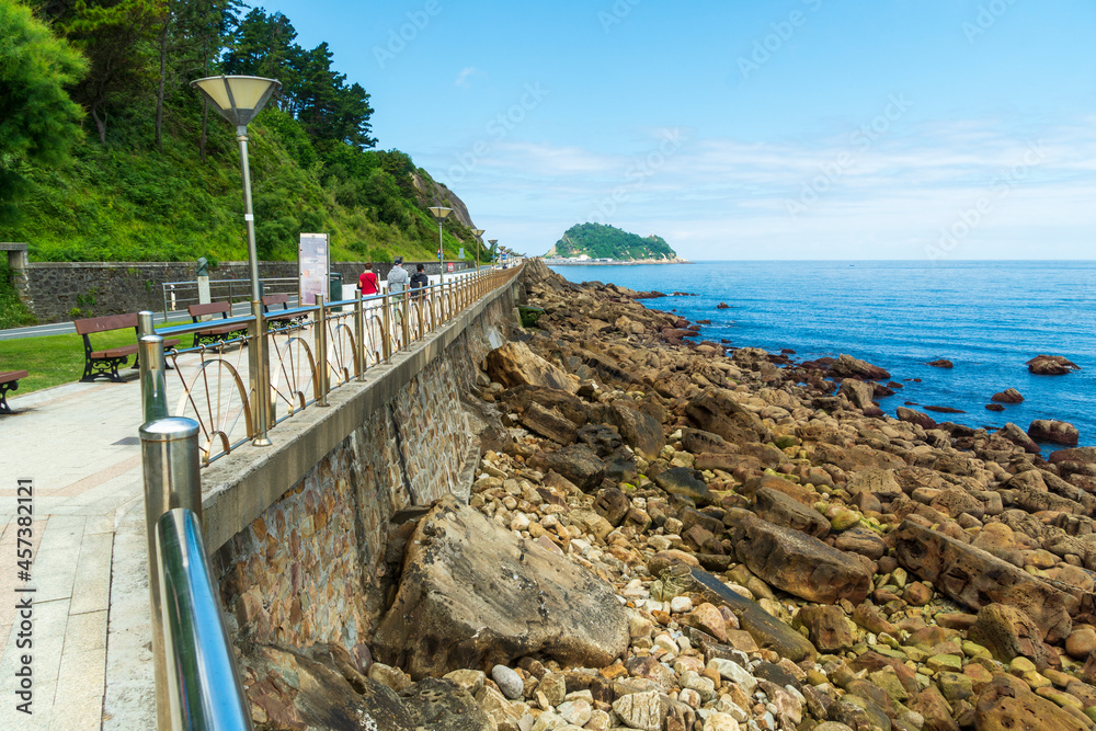 Fototapeta premium Zarauz city beach Gipuzkoa Basque country Spain