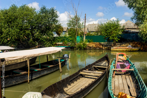 wooden boats in the river photo