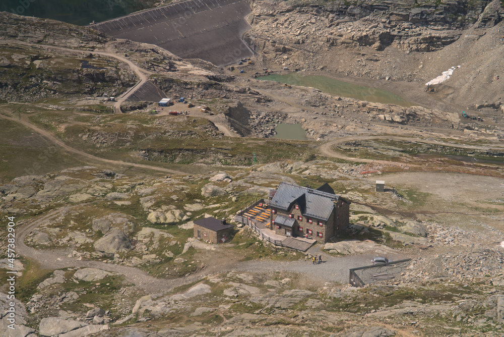 Hiking in Mölltaler Glacier area, high mountains, glacier, waterdams