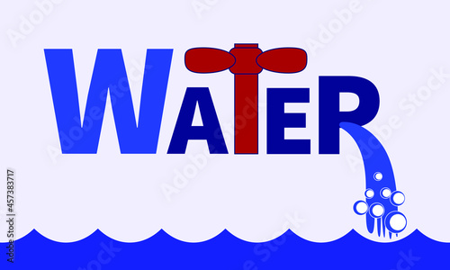 illustration with a stylized image of the word water for prints on stickers, banners, signs, flyers and for decoration of trade premises