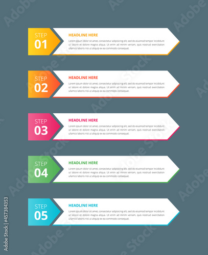 Infographics Color Labels with Steps and Options