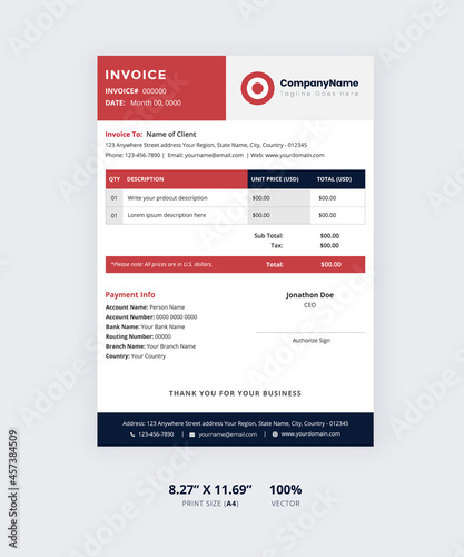 Colored Invoice Template Design