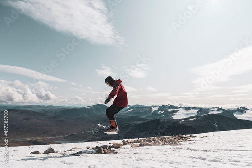 Snowboarding mountains alps winter extreme sport offpiste jump adventure