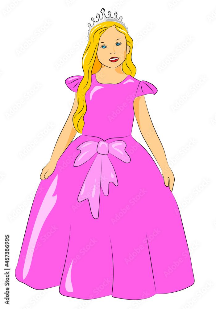 little beautiful princess girl with crown and pink dress little beautiful princess girl with crown and pink dress