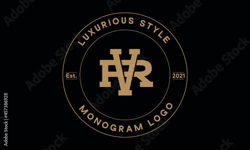 vr or rv monogram abstract emblem vector logo template photo