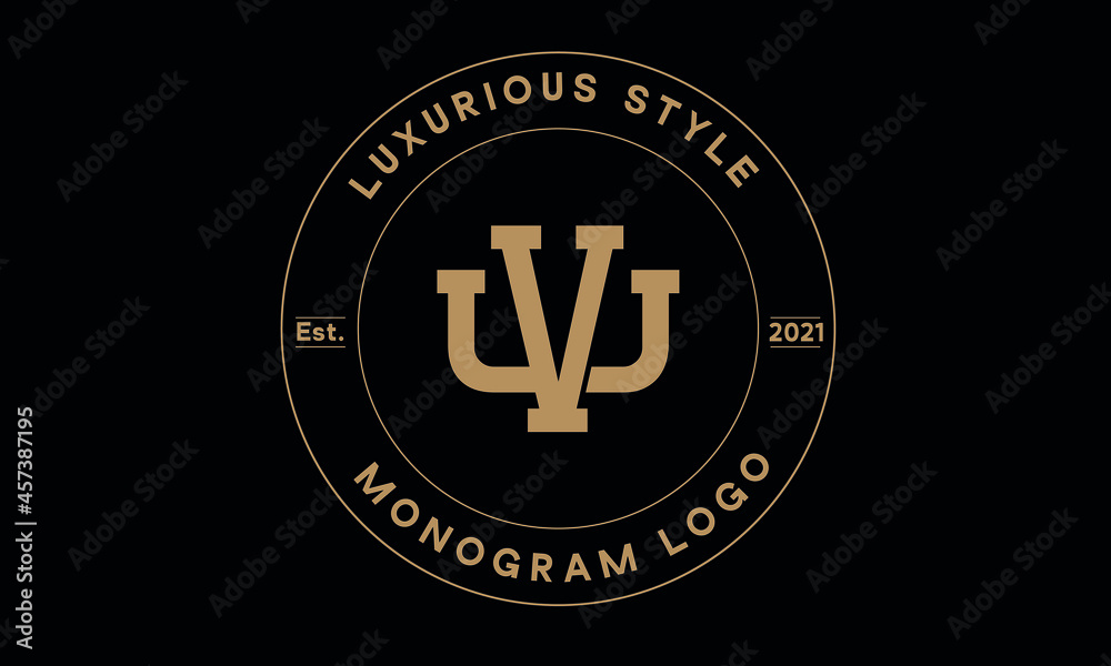vu or uv monogram abstract emblem vector logo template