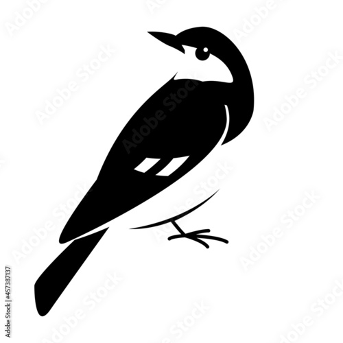 blue bird, vector illustration,  black silhouette, side