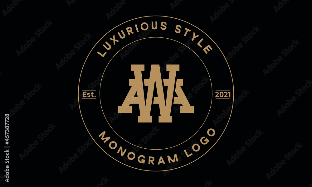 wa or aw monogram abstract emblem vector logo template