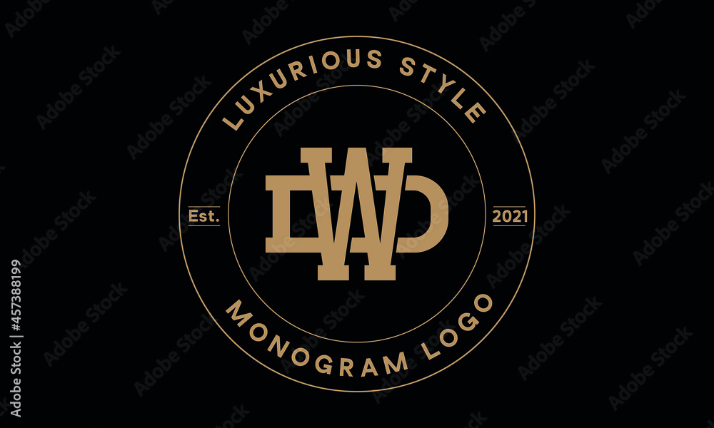 wd or dw monogram abstract emblem vector logo template