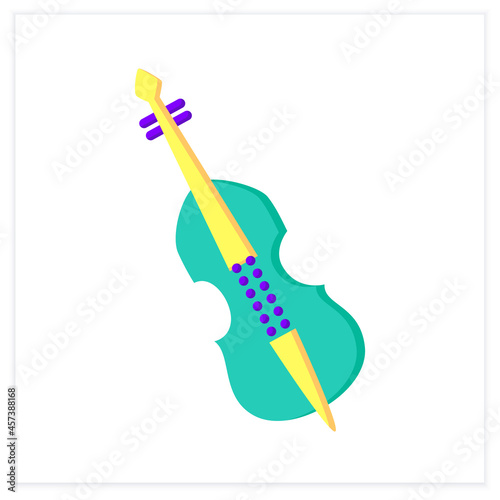Double bass flat icon. Classical orchestra string musical instrument. Classical, ethnic and modern music. Music from different countries. 3d vector illustration