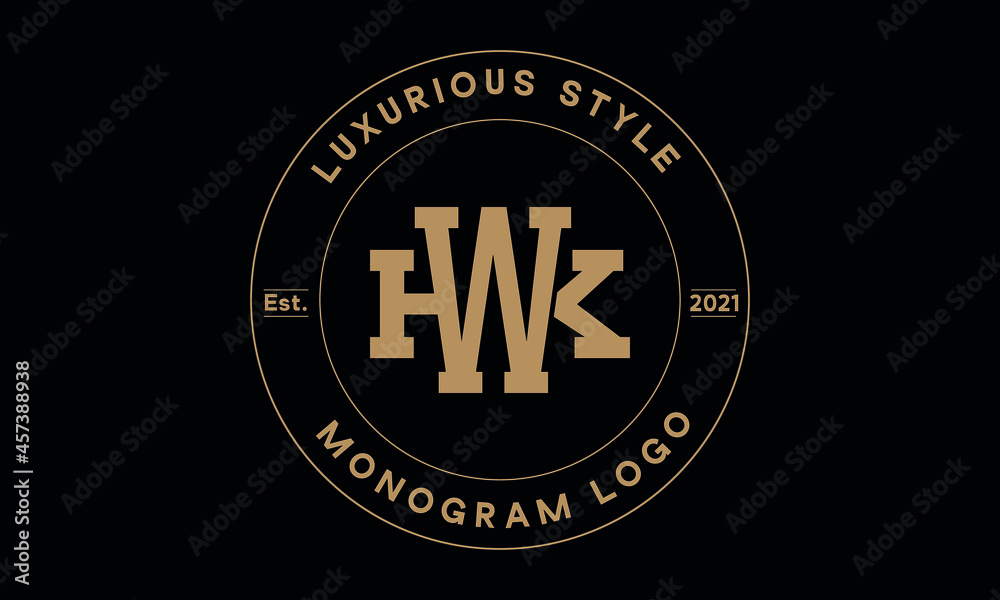 wk or kw monogram abstract emblem vector logo template