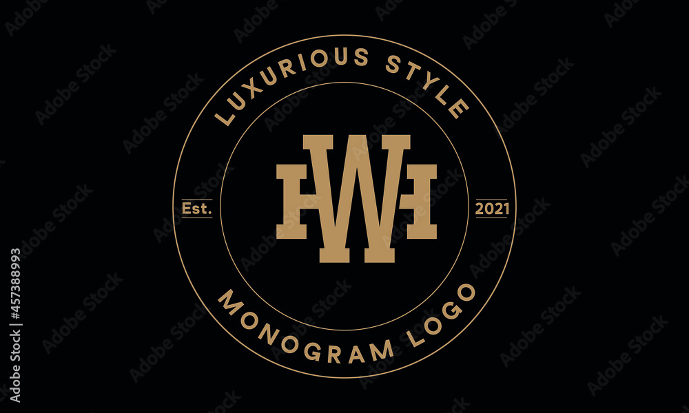 wh or hw monogram abstract emblem vector logo template