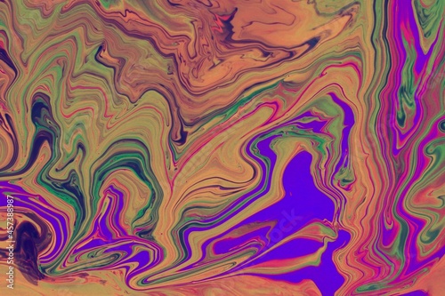 Abstract multicolored marble background. The lines and waves of acrylic paint create an interesting structure. Background for web design, fabric, design, laptop case. © Olirina