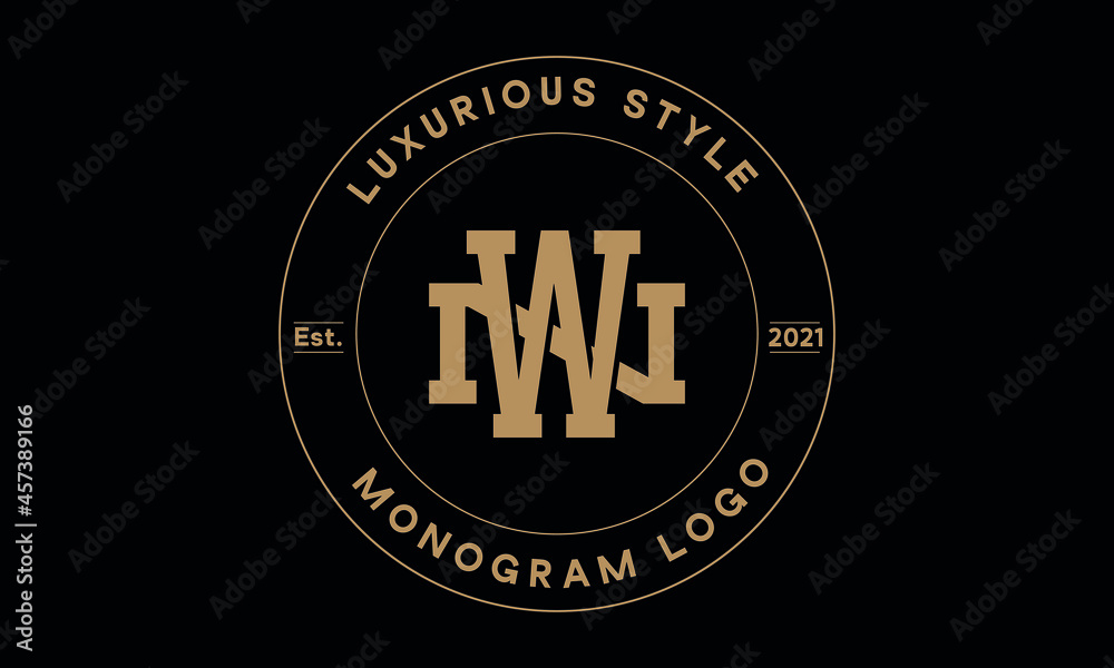 wn or nw monogram abstract emblem vector logo template
