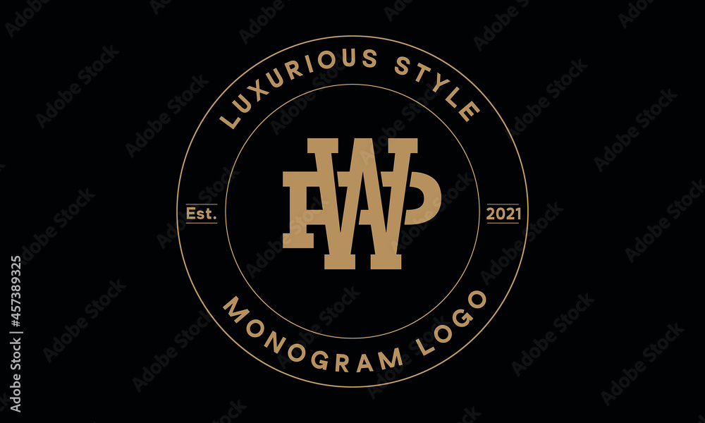 wp or pw monogram abstract emblem vector logo template