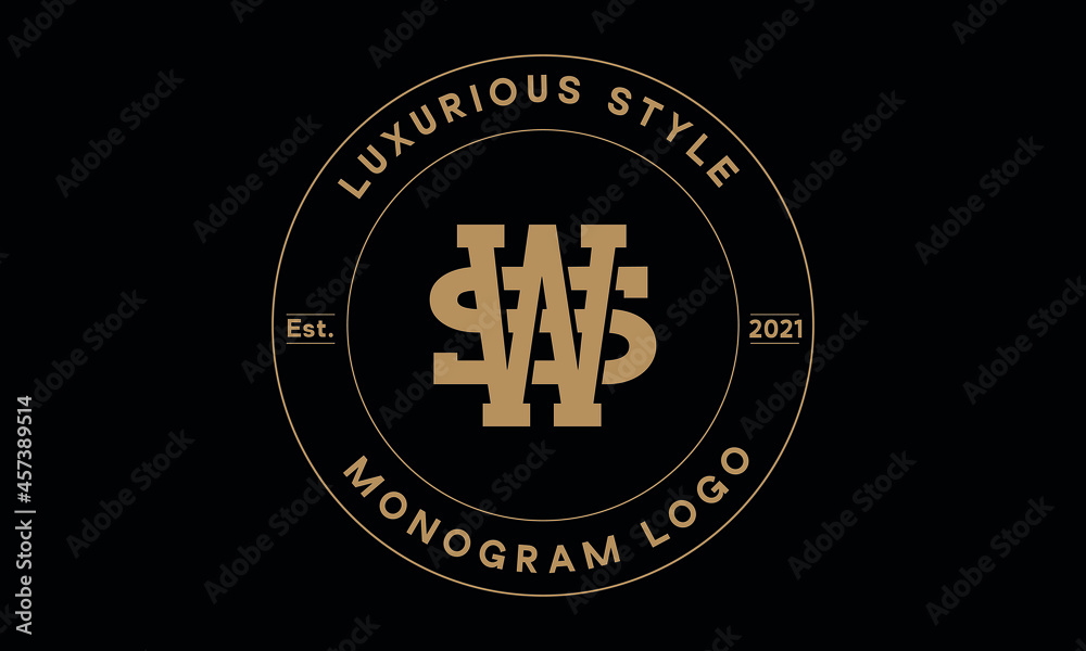 ws or sw monogram abstract emblem vector logo template