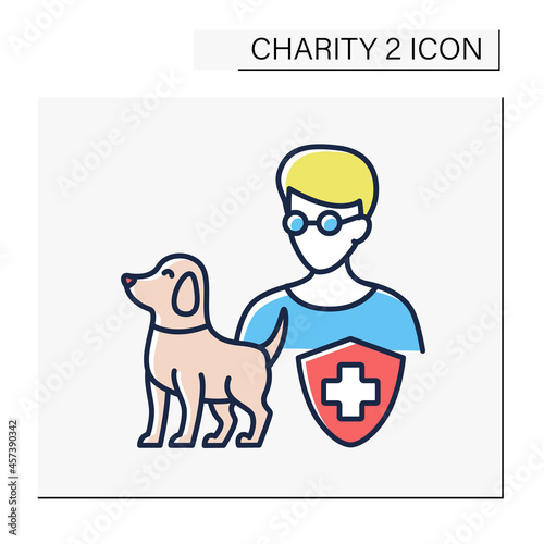 Help color icon. Blind and visually impaired charities. Guide dogs, money, equipment, medicines or services. Support and care. Charity concept. Isolated vector illustration