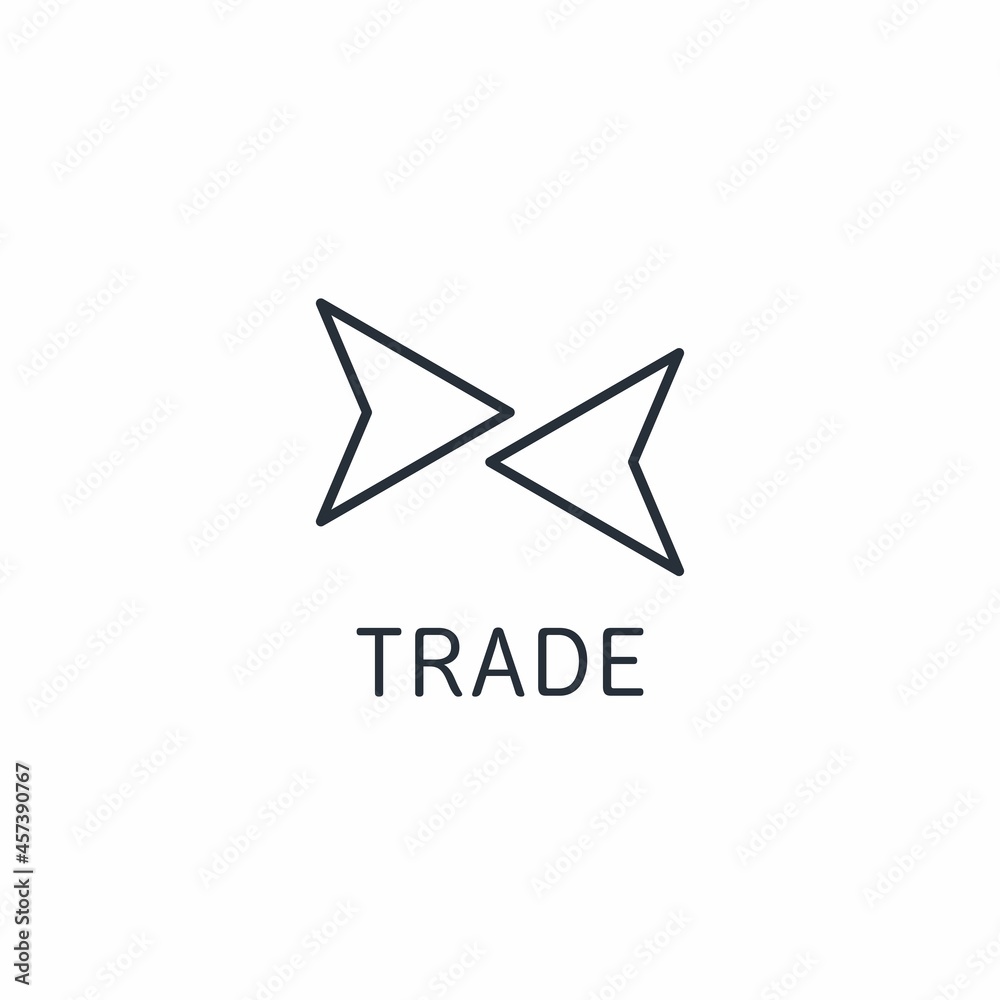 Arrows exchange movement. Trade. Vector linear icon isolated on white background. Arrows exchange movement. Trade. Vector linear icon isolated on white background.