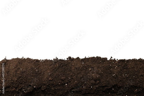 Black land for plant isolated on white background. Frame.