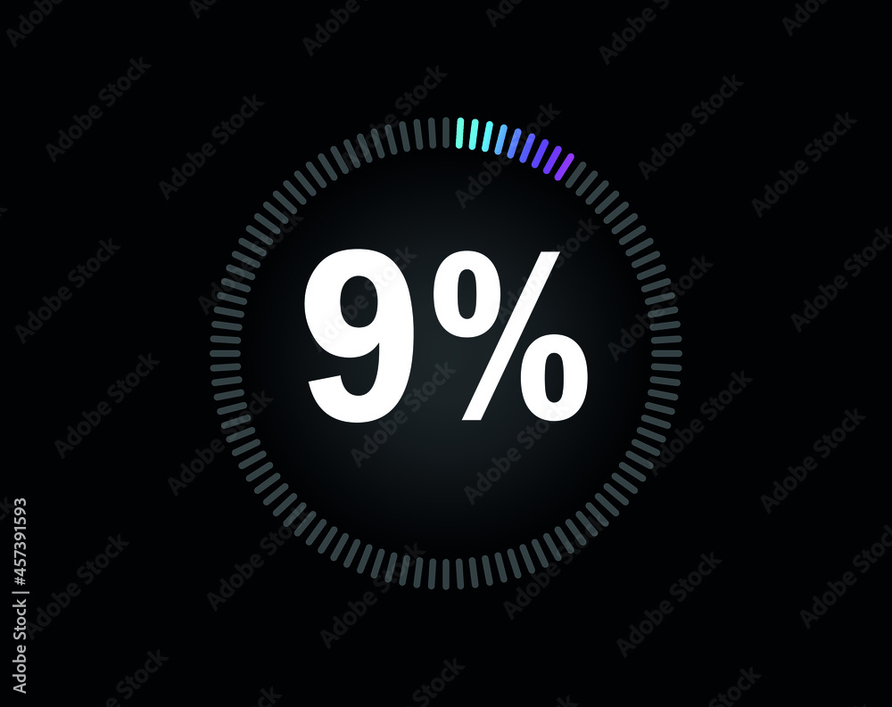 Percent circle diagram showing 9% - indicator with blue to pink gradient